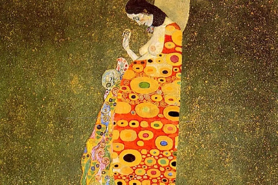 The painting named “Hope, II” by the artist Gustav Klimt